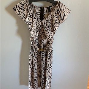 H&M belted leopard print dress